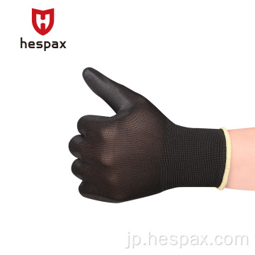 Hespax Black 13Gauge Nylon Antistatic Pu Palm Gloves